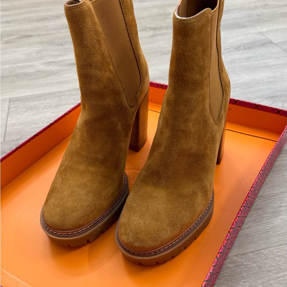 Tory Burch Tan Suede Heeled Boots